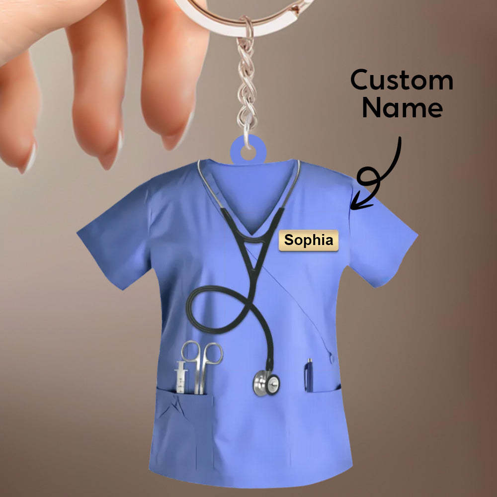Custom Nurse Uniform Keychain Acrylic Keychain With Text Unique Gift For Nurse - photowatch