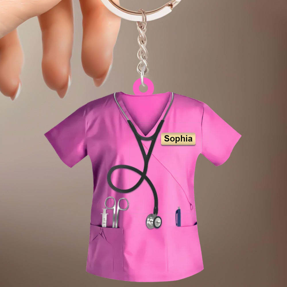Custom Nurse Uniform Keychain Acrylic Keychain With Text Unique Gift For Nurse - photowatch