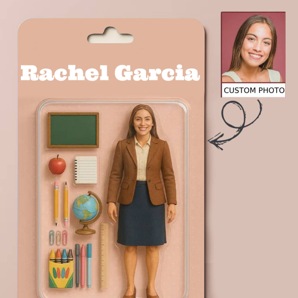 Custom Action Figure Pack Packaging Toy Box Style Art Gift Personalized Flat Print Acrylic Keychain Gift for Mom