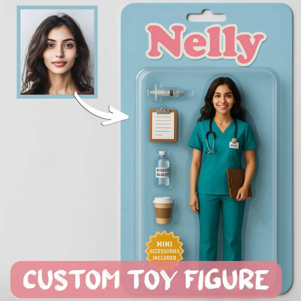 Custom Action Figure Pack Packaging Toy Box Style Art Gift Personalized Flat Print Acrylic Keychain Gift for Mom