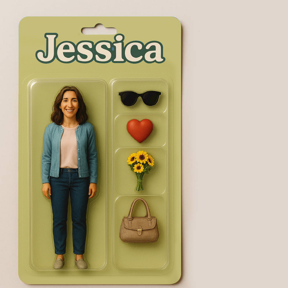 Custom Action Figure Pack Packaging Toy Box Style Art Gift Personalized Flat Print Acrylic Keychain Gift for Mom