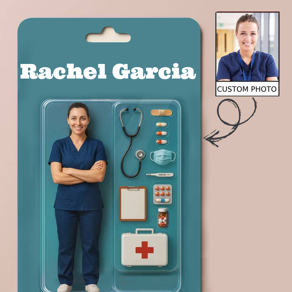 Custom Action Figure Pack Packaging Toy Box Style Art Gift Personalized Flat Print Acrylic Keychain Gift for Mom