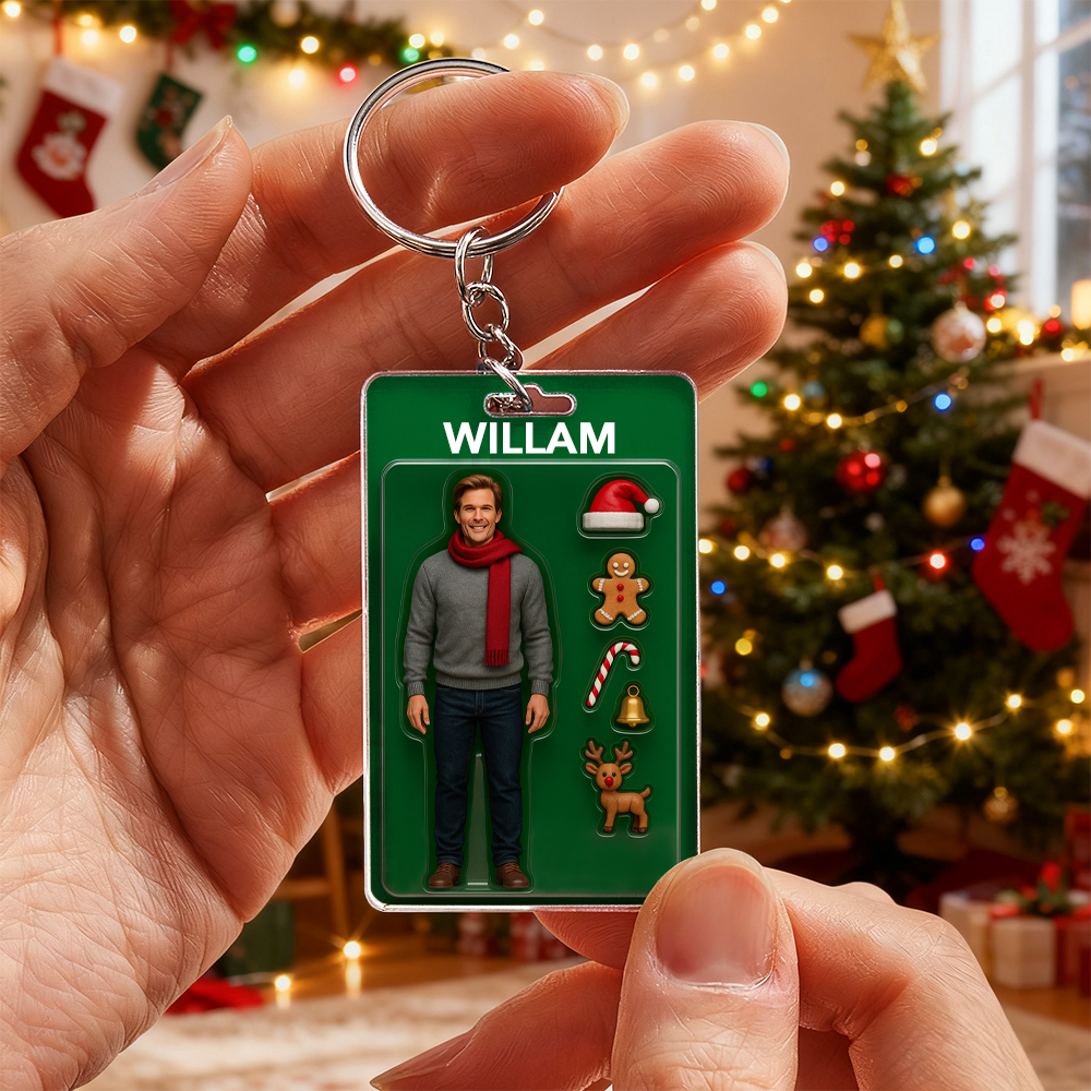 Fully Body Custom Action Figure Pack Packaging Toy Box Style Art Gift Personalized Acrylic Keychain Best Christmas Gift for Him