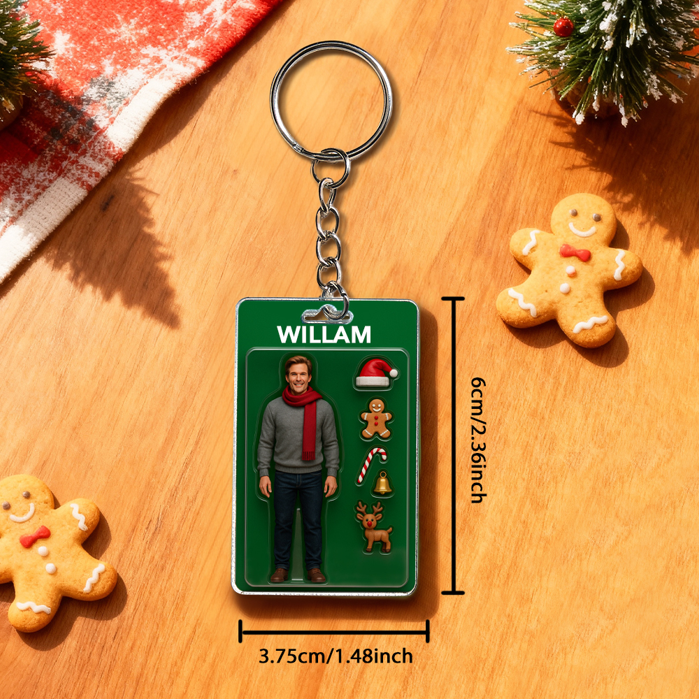 Fully Body Custom Action Figure Pack Packaging Toy Box Style Art Gift Personalized Acrylic Keychain Best Christmas Gift for Him