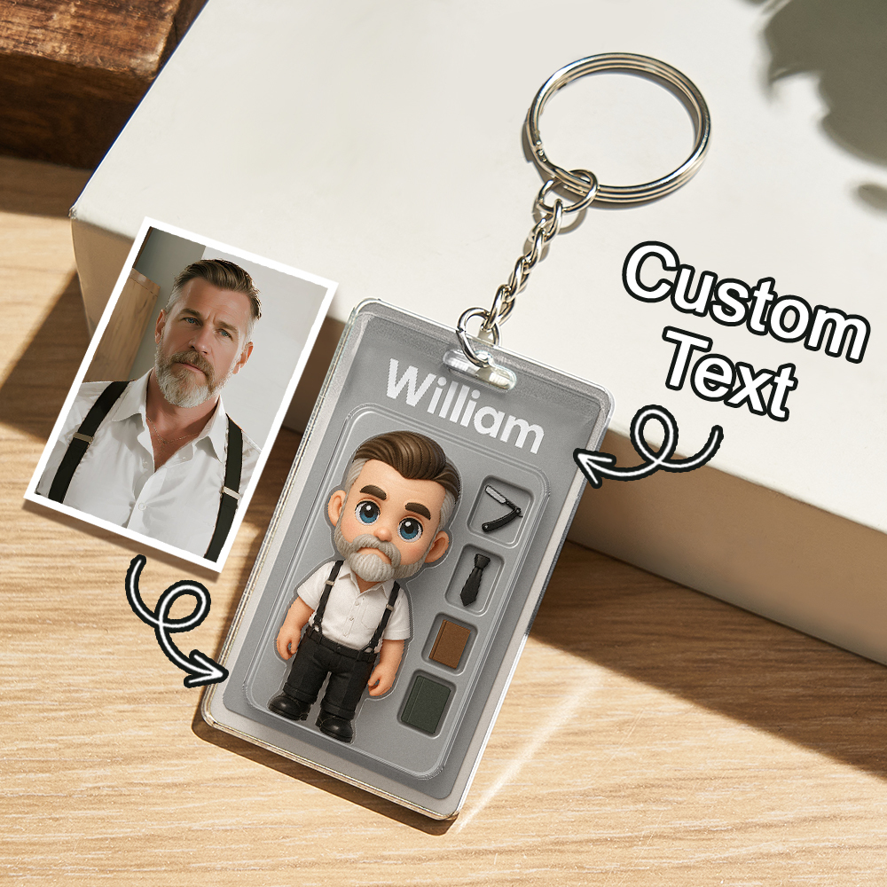 Fully Body Customizable Action Figure Pack Packaging Toy Box Style Art Gift Personalized Acrylic Keychain Gift for Him