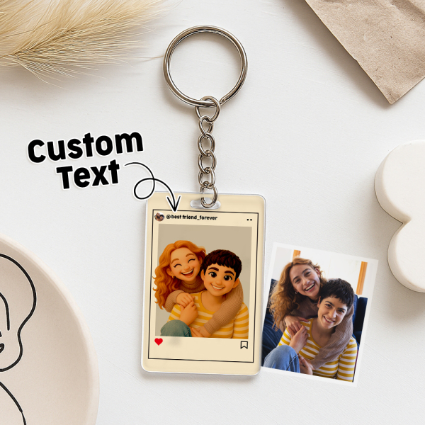 Personalized Cartoon Figure Keychain Custom Wedding Anniversary Birthday Festival Gift