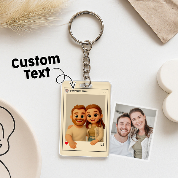 Personalized Cartoon Figure Keychain Custom Wedding Anniversary Birthday Festival Gift