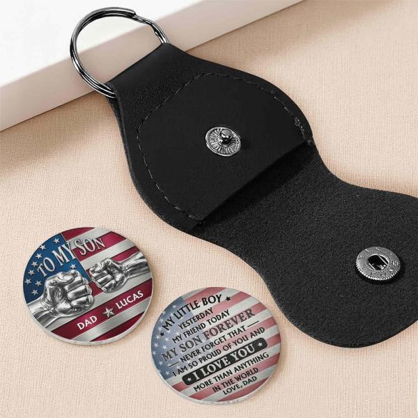 To My Son My Little Boy Yesterday American Flag Fist Bump - Personalized Custom Pocket Hug