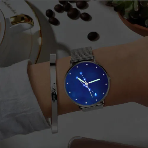 Ladies Watch 36mm-Taurus Constellation Watch With Luminous Pointer Alloy Bracelet - photowatch