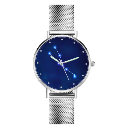Ladies Watch 36mm-Taurus Constellation Watch With Luminous Pointer Alloy Bracelet - photowatch