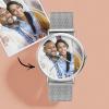 Engraved Men's Alloy Bracelet Photo Watch 40mm