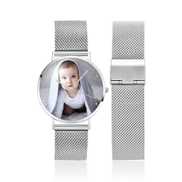 Men's Engraved Alloy Bracelet Photo Watch 40mm - photowatch