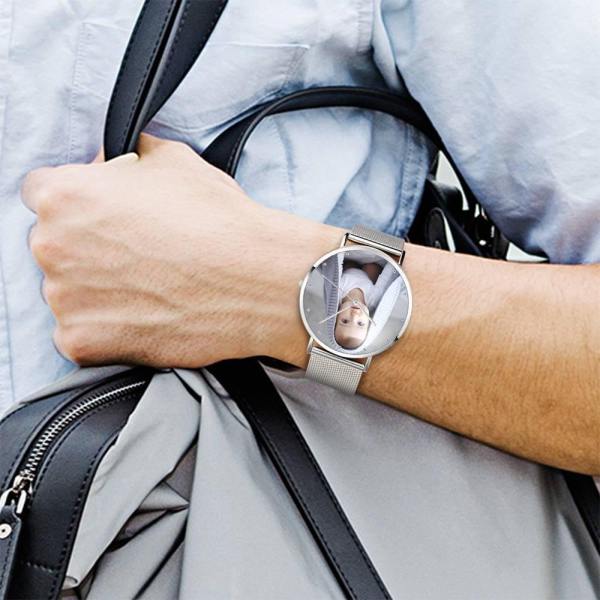 Men's Engraved Alloy Bracelet Photo Watch 40mm - photowatch