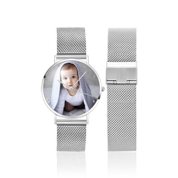 Engraved Men's Alloy Bracelet Photo Watch 40mm - photowatch