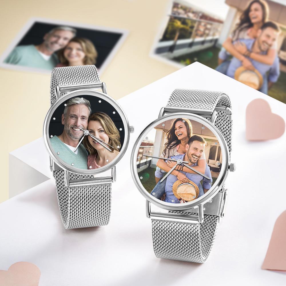 Women's Engraved Alloy Bracelet Mother's Day Gifts for Her Custom Photo Watch 36mm