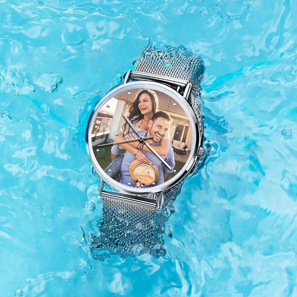 Women's Engraved Alloy Bracelet Mother's Day Gifts for Her Custom Photo Watch 36mm