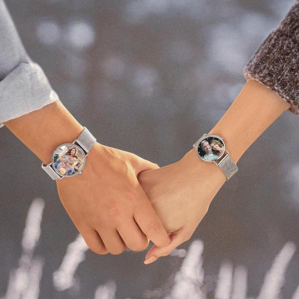 Women's Engraved Alloy Bracelet Mother's Day Gifts for Her Custom Photo Watch 36mm