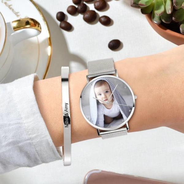 Custom Photo Watch Engraved Alloy Bracelet - photowatch