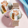 Women's Engraved Rose Gold Alloy Bracelet Photo Watch 36mm