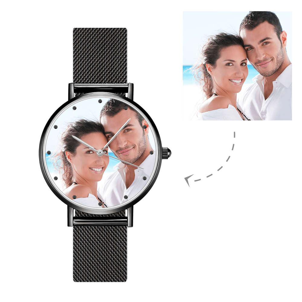 Women's Engraved Alloy Bracelet Mother's Day Gifts for Her Custom Photo Watch 36mm