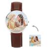 Women's Engraved Photo Watch Brown Leather Strap 40mm Mother’s Day Gifts