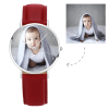 Personalized Engraved Watch, Photo Watch With Black Leather Strap