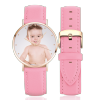 Women's Engraved Rose Goldtone Photo Watch Pink Leather Strap 36mm