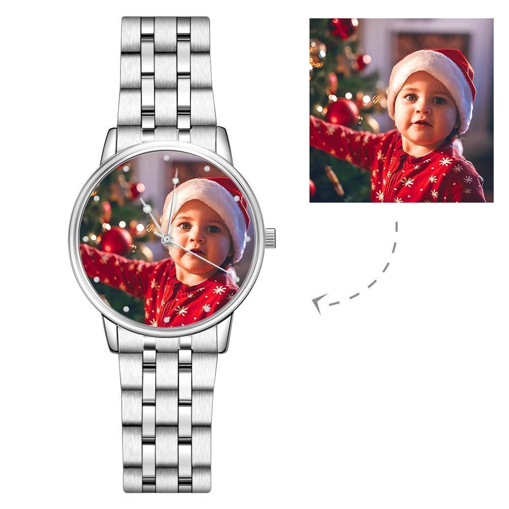 Watch For Men Unisex Engraved Alloy Bracelet Photo Watch 40mm Christmas Gifts