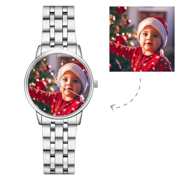 Watch For Men Unisex Engraved Alloy Bracelet Photo Watch 40mm Christmas Gifts