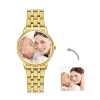 Engraved Gold Alloy Bracelet Photo Watch 40mm Best Gift for Mom