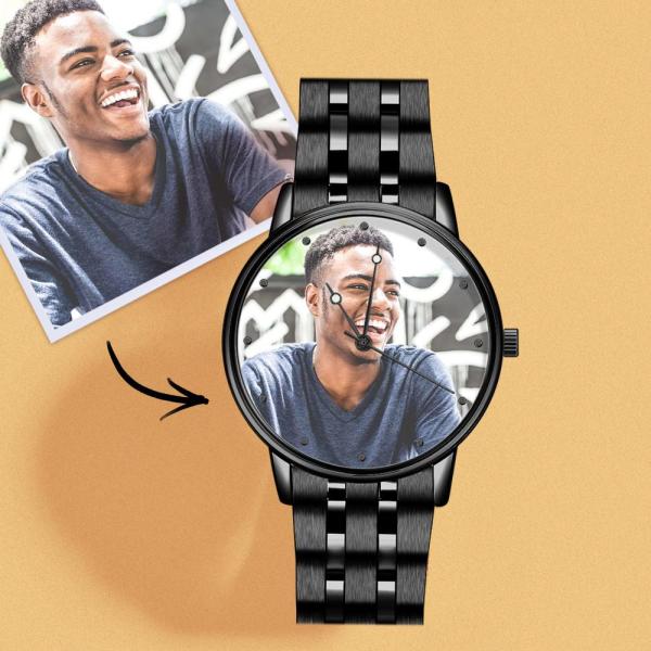 Custom Photo Watch Engraved Alloy Bracelet Gifts for Him