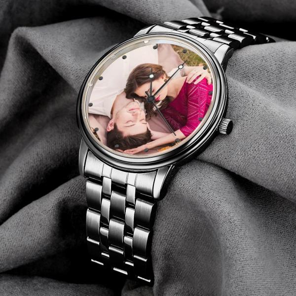 Custom Photo Watch Engraved Alloy Bracelet Gifts