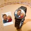 Men's Engraved Black Alloy Bracelet Photo Watch 38mm