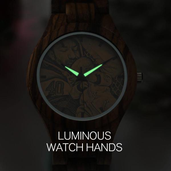 Men's Engraved Wooden Photo Watch Wooden Strap 45mm - photowatch
