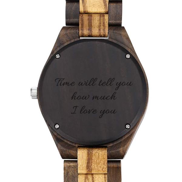 Men's Engraved Wooden Photo Watch Wooden Strap 45mm - photowatch