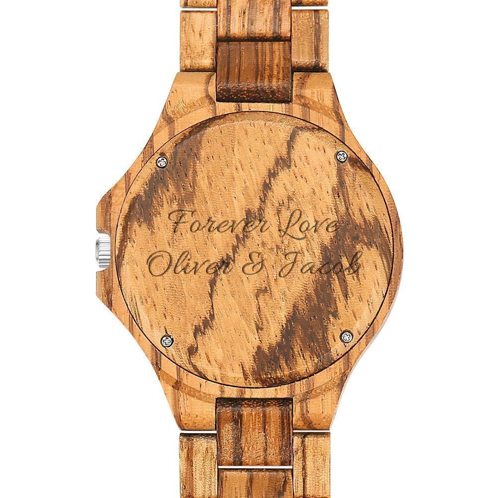 Men's Engraved Wooden Photo Watch Wooden Strap 45mm - photowatch