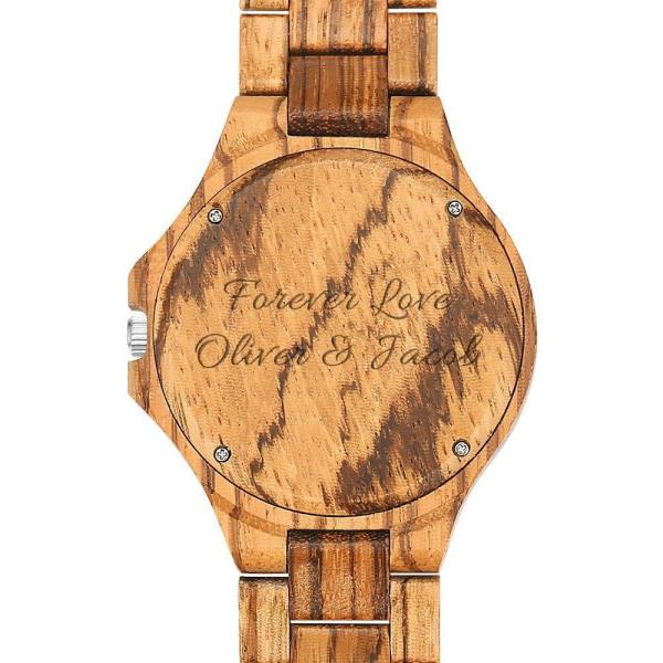 Men's Engraved Wooden Photo Watch Wooden Strap 45mm - photowatch