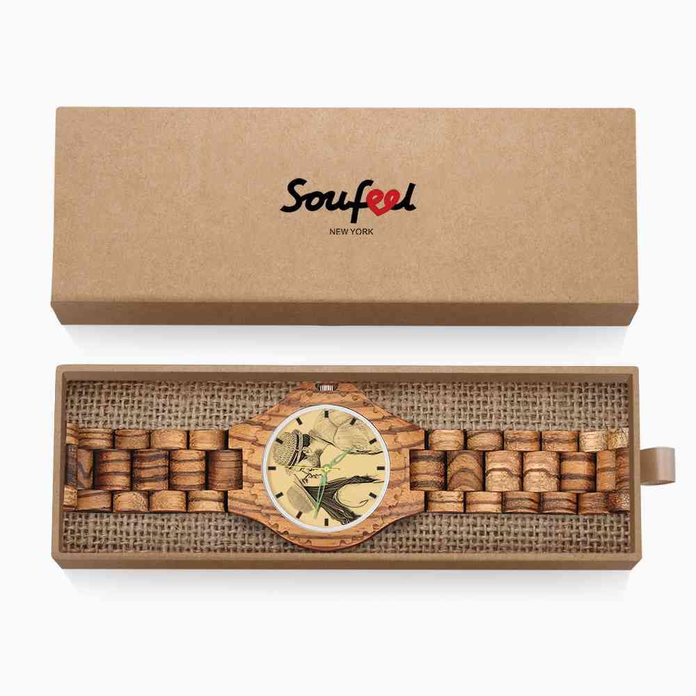 Men's Engraved Wooden Photo Watch Wooden Strap 45mm - photowatch
