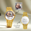 Personalized Engraved Photo Watch Men's Black Alloy Bracelet Photo Wat