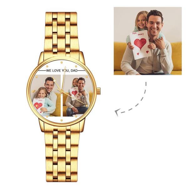 Custom Engraved Photo Watch Personalized Engraved Picture Watch Father's Day Gifts For Dad - photowatch