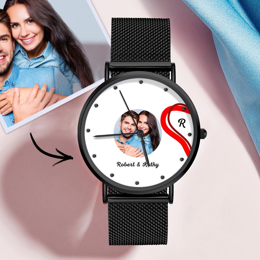 Splicing Red Heart Photo Watch Romantic Valentine's Day Gifts For Couples