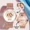 Personalized Heart Engraved Photo Watches With Alloy Strap Mother's Day Gift For Mom - soufeelus