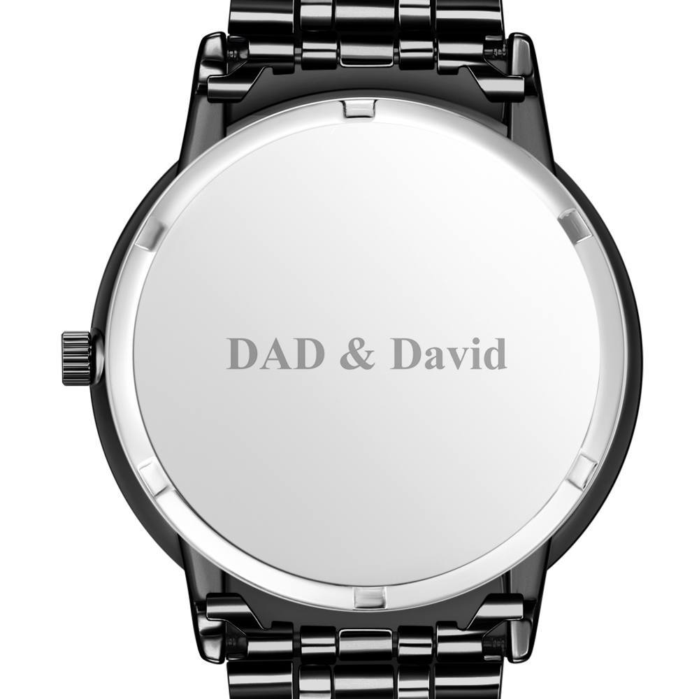 Engraved Men's Black Alloy Bracelet Photo Watch I'm Always With You Memorial Gift For Him - soufeelus