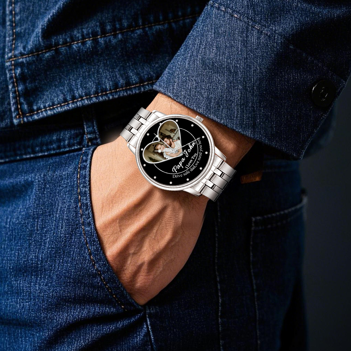 Heart Frame Photo Upload - Family Custom Stainless Steel Metal Watch