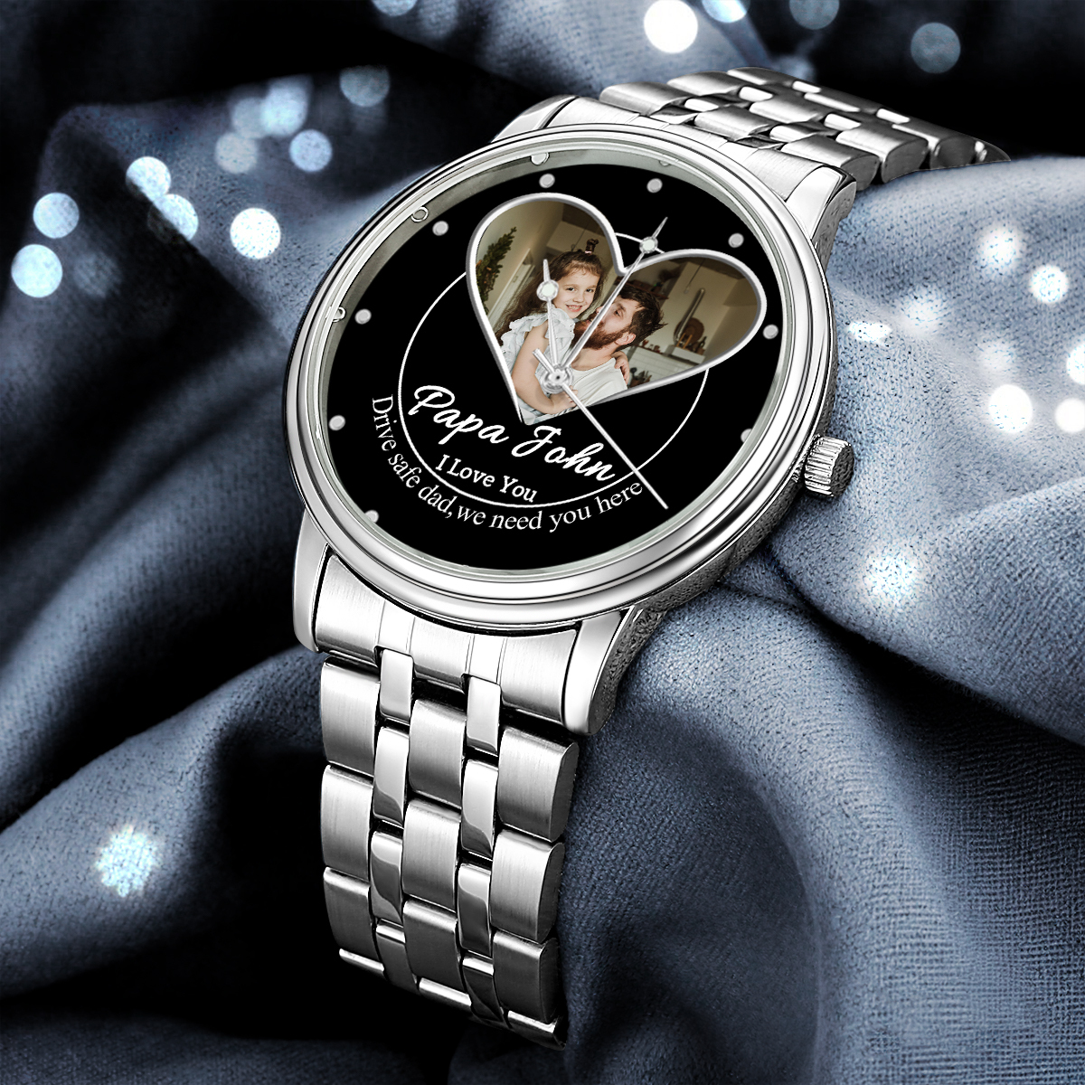 Heart Frame Photo Upload - Family Custom Stainless Steel Metal Watch
