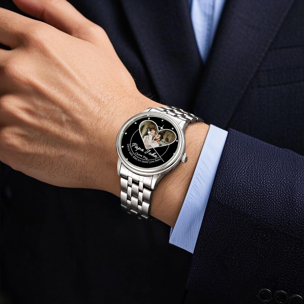 Heart Frame Photo Upload - Family Custom Stainless Steel Metal Watch