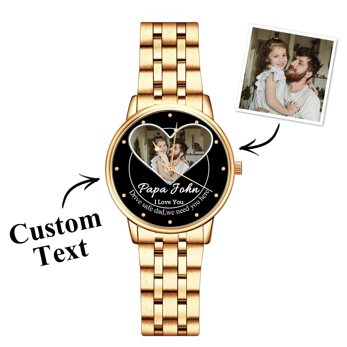 Heart Frame Photo Upload - Family Custom Stainless Steel Metal Watch