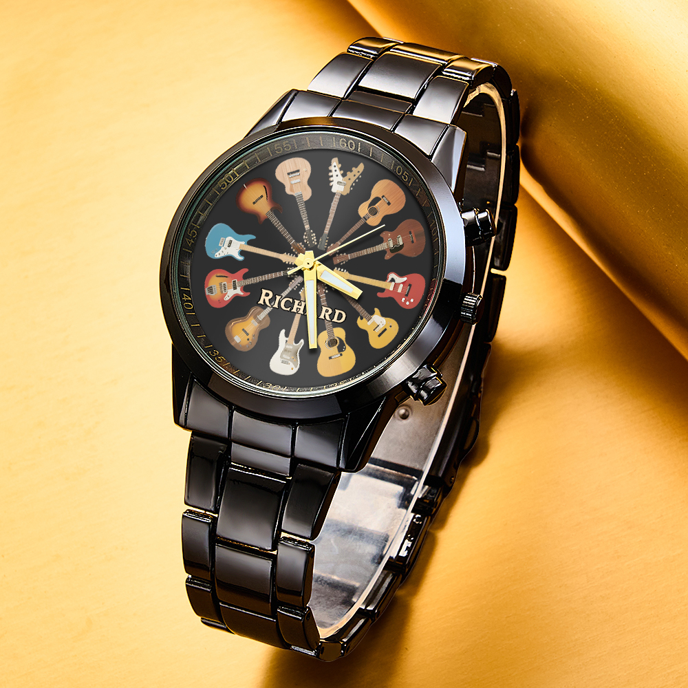 Personalized Rock Around the Clock Guitar Watch for Music Lovers