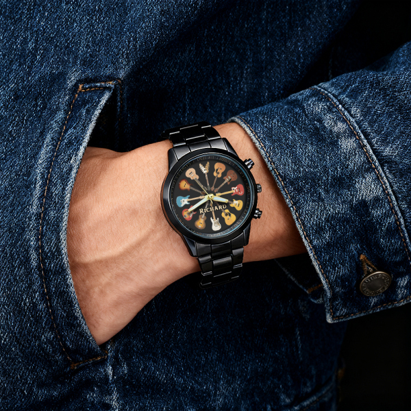 Personalized Rock Around the Clock Guitar Watch for Music Lovers