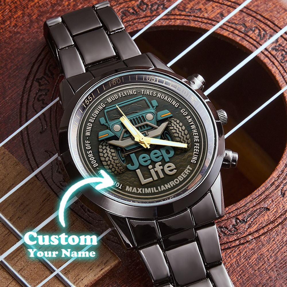 Personalized Off-Road Adventure Watch, Custom Name Sport Style Wristwatch for Car & Outdoor Lovers, Best Choice for Valentine's Day
